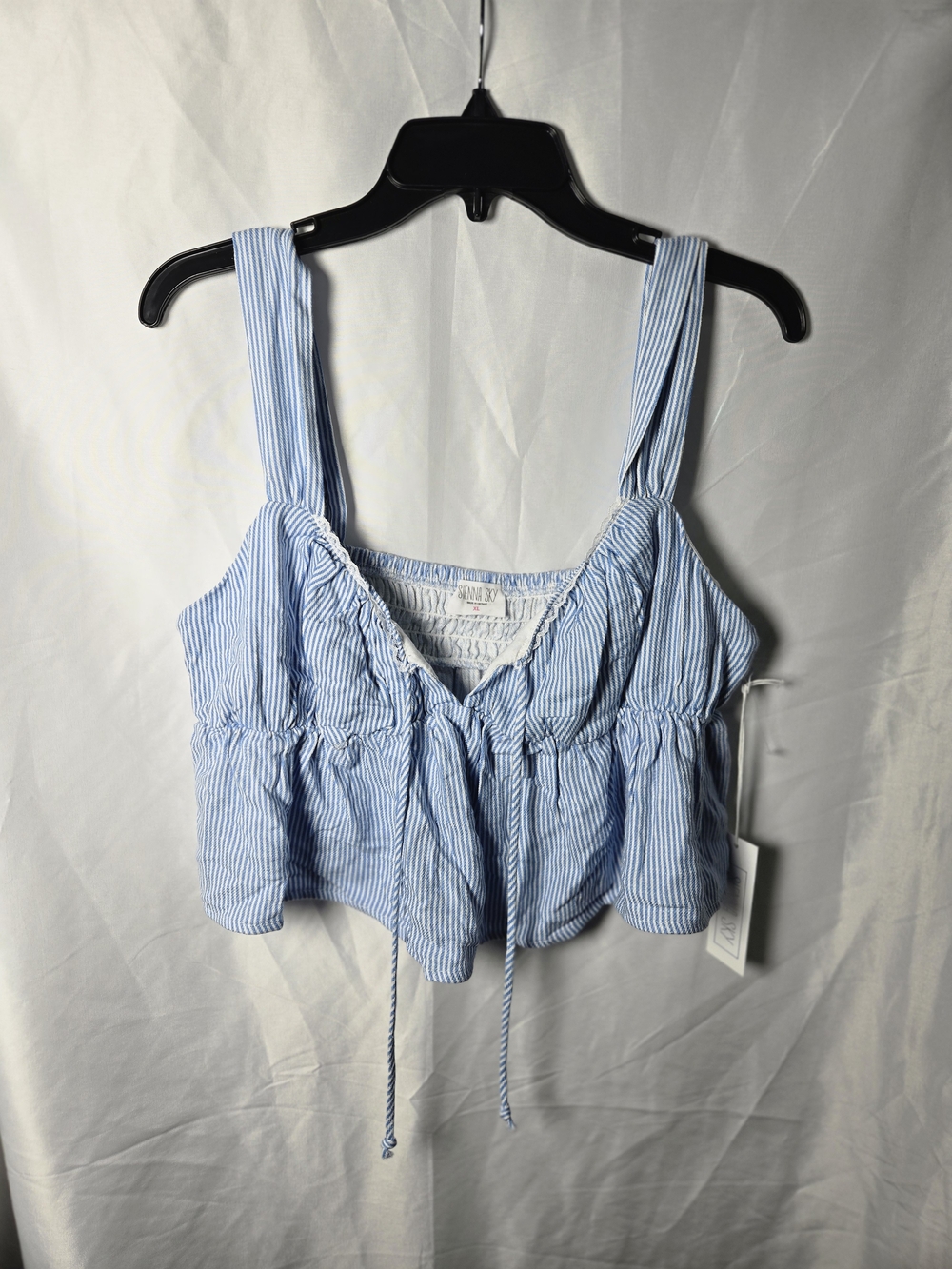 Sienna Sky Blue and White Striped Peplum Camisole